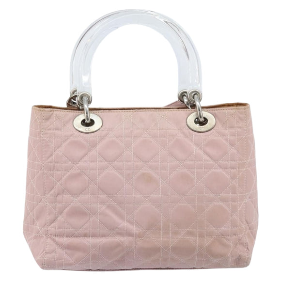 Christian Dior Canage Hand Bag Nylon 2way Pink Silver Auth YKZ135
