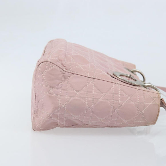 Christian Dior Canage Hand Bag Nylon 2way Pink Silver Auth YKZ135