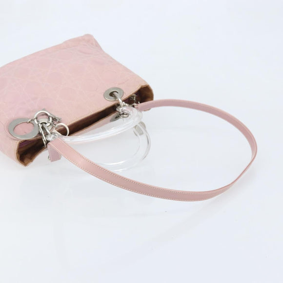 Christian Dior Canage Hand Bag Nylon 2way Pink Silver Auth YKZ135