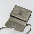 Salvatore Ferragamo Gancini Bag Leather Champagne Gold Silver Auth YKZ1352A-15