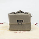 Salvatore Ferragamo Gancini Bag Leather Champagne Gold Silver Auth YKZ1352A-22