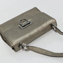 Salvatore Ferragamo Gancini Bag Leather Champagne Gold Silver Auth YKZ1352A-6