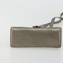 Salvatore Ferragamo Gancini Bag Leather Champagne Gold Silver Auth YKZ1352A-9