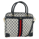 GUCCI GG Supreme Sherry Line Hand Bag PVC 2way Navy Gold 904 02 015 Auth YKZ1353-1