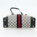 GUCCI GG Supreme Sherry Line Hand Bag PVC 2way Navy Gold 904 02 015 Auth YKZ1353-5