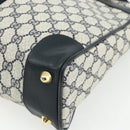 GUCCI GG Supreme Sherry Line Hand Bag PVC 2way Navy Gold 904 02 015 Auth YKZ1353-16