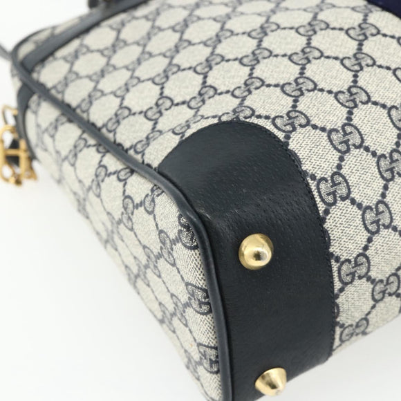 GUCCI GG Supreme Sherry Line Hand Bag PVC 2way Navy Gold 904 02 015 Auth YKZ1353