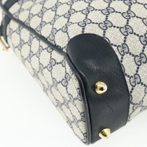 GUCCI GG Supreme Sherry Line Hand Bag PVC 2way Navy Gold 904 02 015 Auth YKZ1353