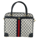 GUCCI GG Supreme Sherry Line Hand Bag PVC 2way Navy Gold 904 02 015 Auth YKZ1353-13