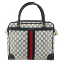 GUCCI GG Supreme Sherry Line Hand Bag PVC 2way Navy Gold 904 02 015 Auth YKZ1353-2