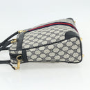 GUCCI GG Supreme Sherry Line Hand Bag PVC 2way Navy Gold 904 02 015 Auth YKZ1353-3