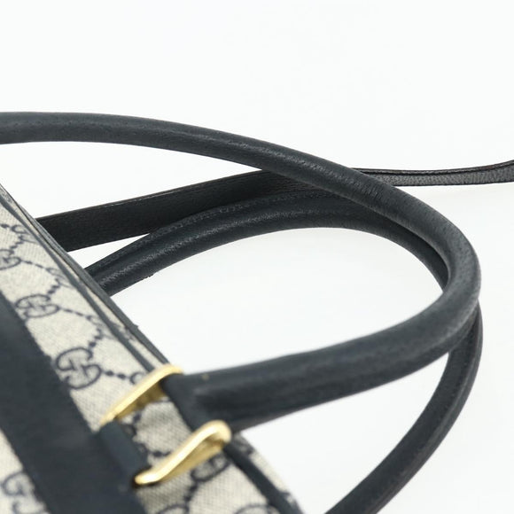 GUCCI GG Supreme Sherry Line Hand Bag PVC 2way Navy Gold 904 02 015 Auth YKZ1353