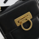 Salvatore Ferragamo Gancini Shoulder Bag Leather Black Gold Auth YKZ1355A-17
