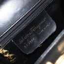 Salvatore Ferragamo Gancini Shoulder Bag Leather Black Gold Auth YKZ1355A-12