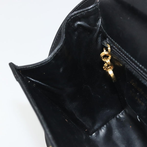 Salvatore Ferragamo Gancini Shoulder Bag Leather Black Gold Auth YKZ1355A