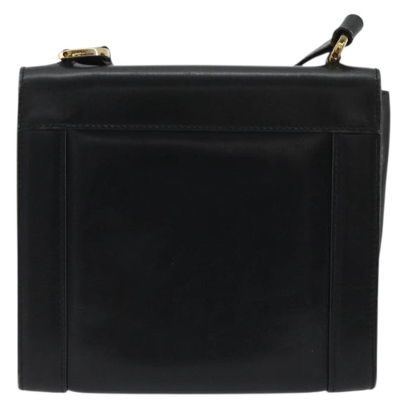 Salvatore Ferragamo Gancini Shoulder Bag Leather Black Gold Auth YKZ1355A