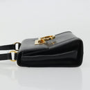 Salvatore Ferragamo Gancini Shoulder Bag Leather Black Gold Auth YKZ1355A-4