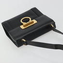 Salvatore Ferragamo Gancini Shoulder Bag Leather Black Gold Auth YKZ1355A-6