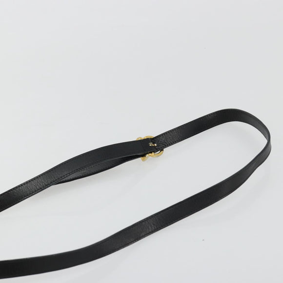 Salvatore Ferragamo Gancini Shoulder Bag Leather Black Gold Auth YKZ1355A
