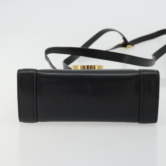 Salvatore Ferragamo Gancini Shoulder Bag Leather Black Gold Auth YKZ1355A