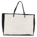 CHANEL Ladies First Tote Bag Canvas White Silver CC Auth YKZ1356A-2