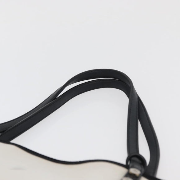 CHANEL Ladies First Tote Bag Canvas White Silver CC Auth YKZ1356A