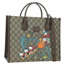 GUCCI GG Supreme Donald Duck Hand Bag PVC 2way Beige Gold 648134 Auth YKZ1358M-1