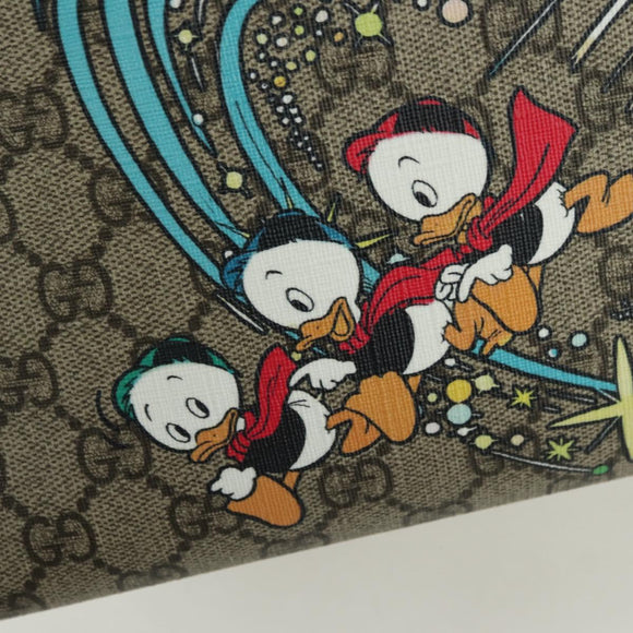 GUCCI GG Supreme Donald Duck Hand Bag PVC 2way Beige Gold 648134 Auth YKZ1358M