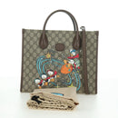 GUCCI GG Supreme Donald Duck Hand Bag PVC 2way Beige Gold 648134 Auth YKZ1358M-27