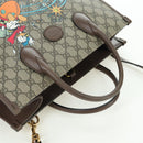GUCCI GG Supreme Donald Duck Hand Bag PVC 2way Beige Gold 648134 Auth YKZ1358M-6