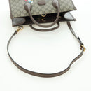 GUCCI GG Supreme Donald Duck Hand Bag PVC 2way Beige Gold 648134 Auth YKZ1358M-9