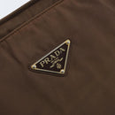 PRADA Chain Hand Bag Nylon Brown Gold Auth YKZ136-17