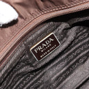 PRADA Chain Hand Bag Nylon Brown Gold Auth YKZ136-18
