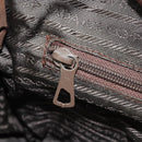 PRADA Chain Hand Bag Nylon Brown Gold Auth YKZ136-21