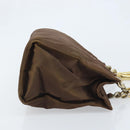 PRADA Chain Hand Bag Nylon Brown Gold Auth YKZ136-3