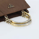 PRADA Chain Hand Bag Nylon Brown Gold Auth YKZ136-7