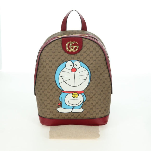 GUCCI Micro GG Supreme Doraemon Backpack PVC Beige Gold 647816 Auth YKZ1360M