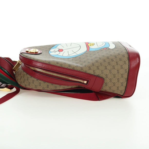 GUCCI Micro GG Supreme Doraemon Backpack PVC Beige Gold 647816 Auth YKZ1360M