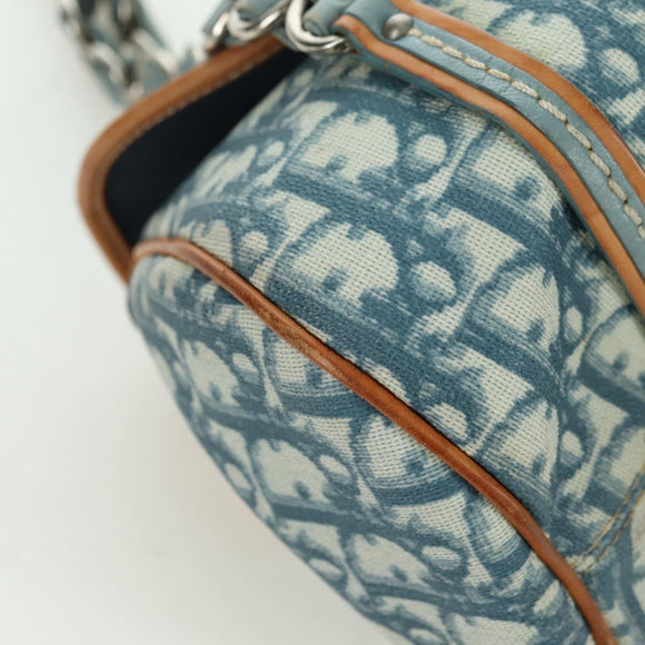 Christian Dior Trotter Canvas Romantic Chain Bag PVC Light Blue Auth YKZ1362SAV