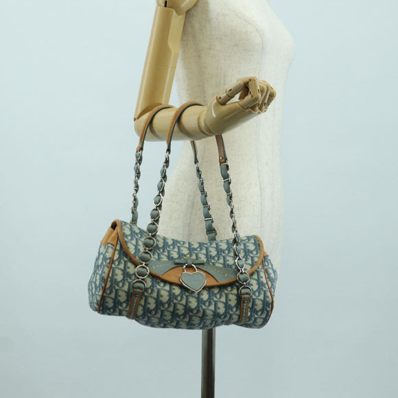 Christian Dior Trotter Canvas Romantic Chain Bag PVC Light Blue Auth YKZ1362SAV