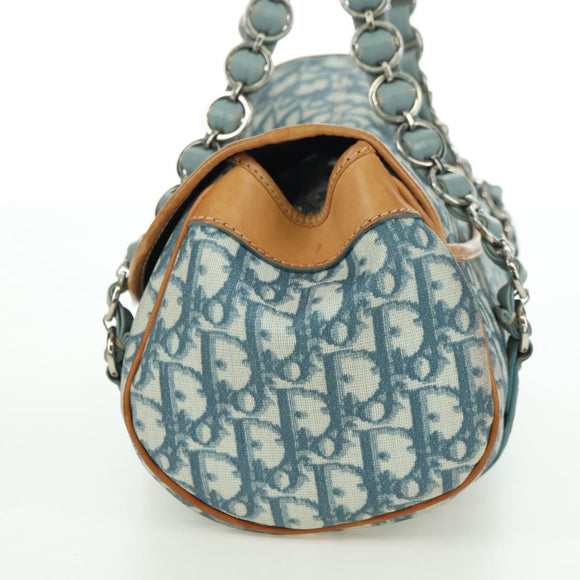 Christian Dior Trotter Canvas Romantic Chain Bag PVC Light Blue Auth YKZ1362SAV