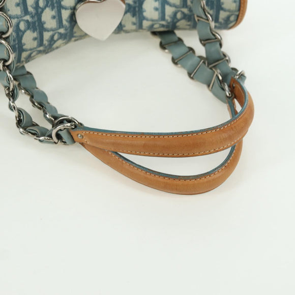 Christian Dior Trotter Canvas Romantic Chain Bag PVC Light Blue Auth YKZ1362SAV