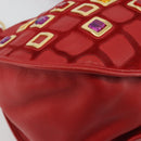 Christian Dior Bijueldo Shoulder Bag Leather Red Gold Auth YKZ1363A-11