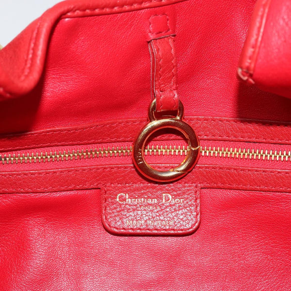 Christian Dior Bijueldo Shoulder Bag Leather Red Gold Auth YKZ1363A