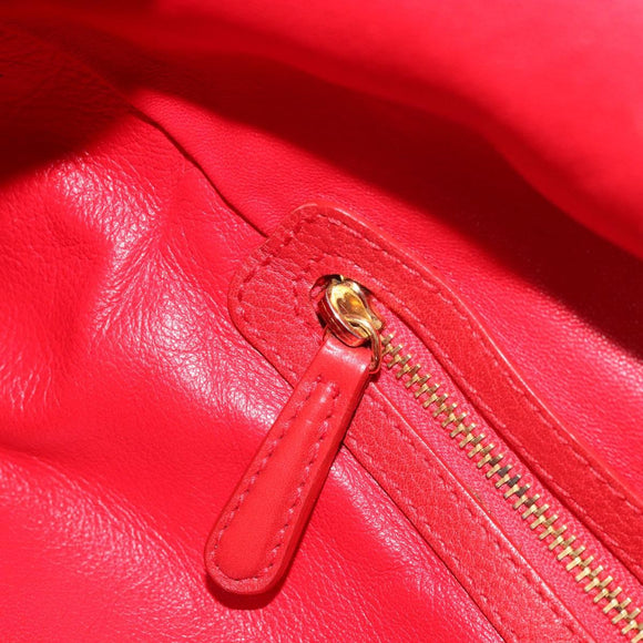 Christian Dior Bijueldo Shoulder Bag Leather Red Gold Auth YKZ1363A