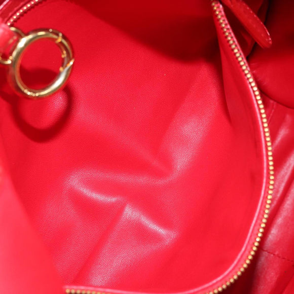 Christian Dior Bijueldo Shoulder Bag Leather Red Gold Auth YKZ1363A