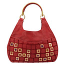 Christian Dior Bijueldo Shoulder Bag Leather Red Gold Auth YKZ1363A-2