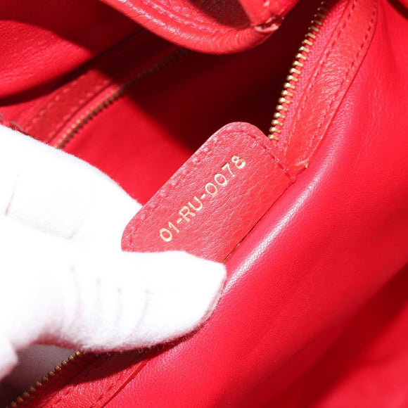 Christian Dior Bijueldo Shoulder Bag Leather Red Gold Auth YKZ1363A