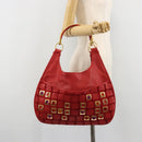 Christian Dior Bijueldo Shoulder Bag Leather Red Gold Auth YKZ1363A-21
