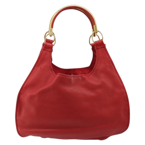 Christian Dior Bijueldo Shoulder Bag Leather Red Gold Auth YKZ1363A